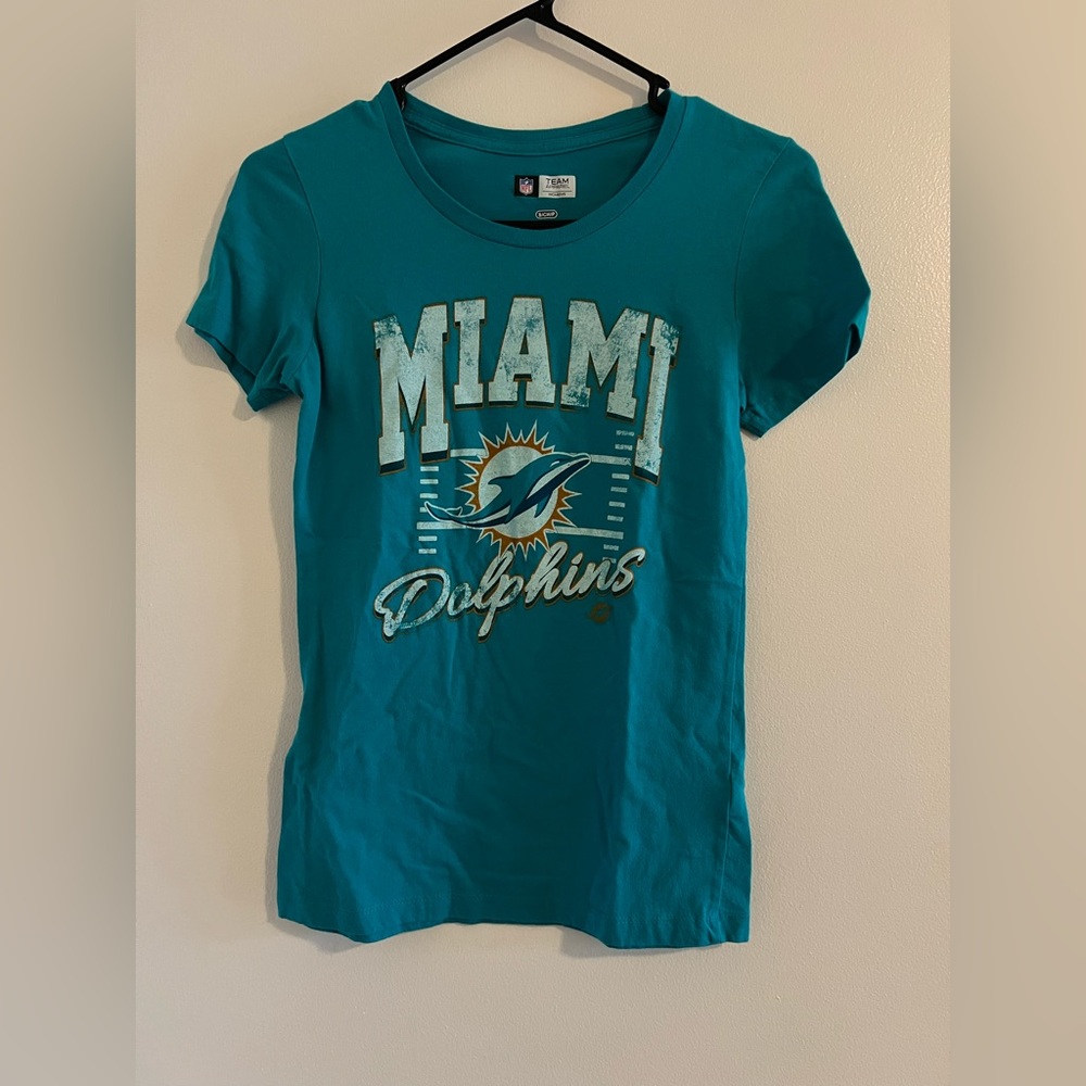 Ladies Miami Dolphins V-Neck Tee Blue